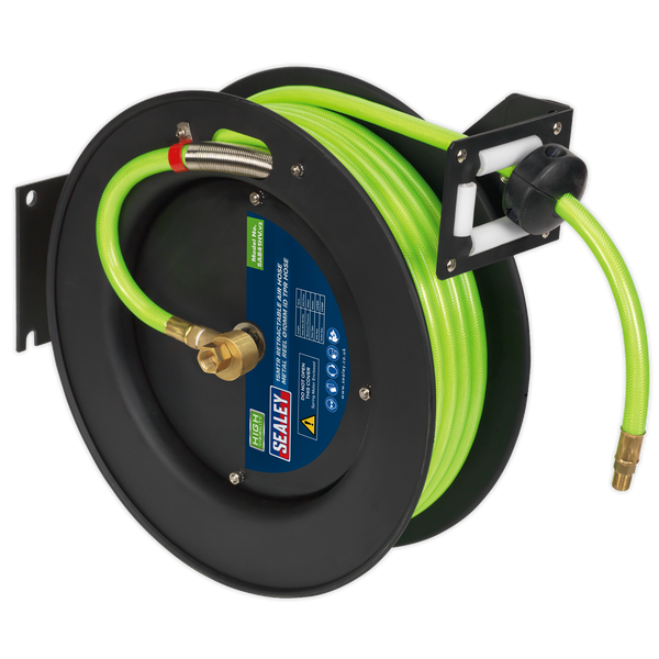 Sealey SA841HV 15m Retractable Air Hose 10mm ID High-Visibility TPR Hose