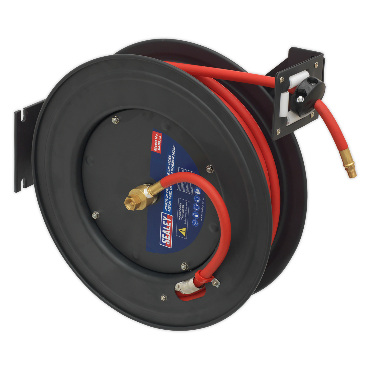Sealey SA85 20m Retractable Air Hose Metal Reel 10mm ID Rubber Hose