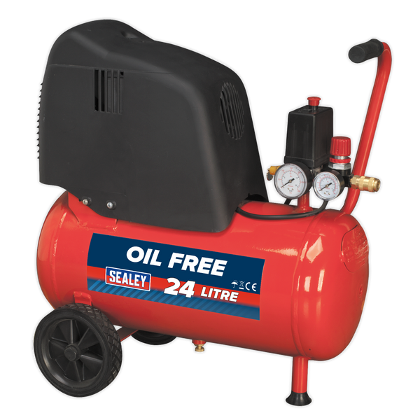 Sealey SAC02415 24L Oil Free Belt Drive Air Compressor 1.5hp