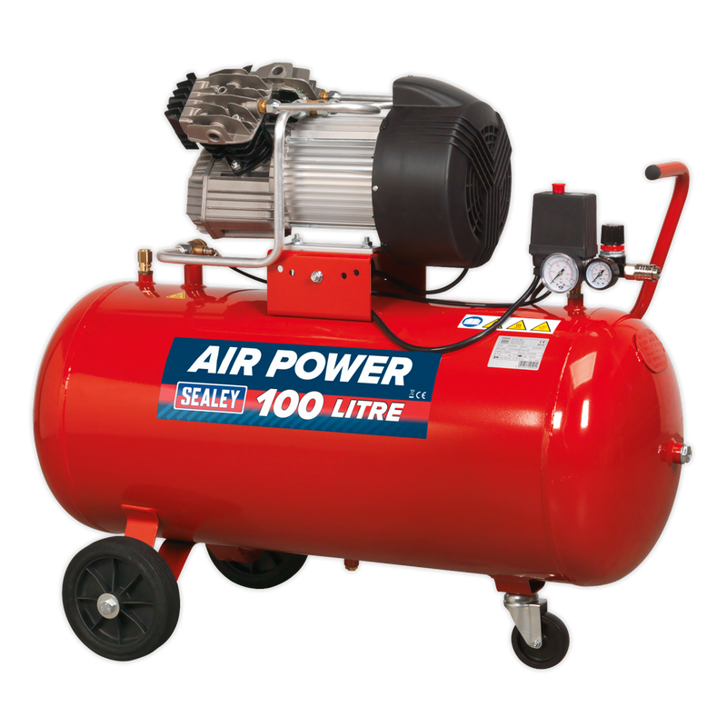 Sealey SAC10030 100L V-Twin Direct Drive Air Compressor 3hp