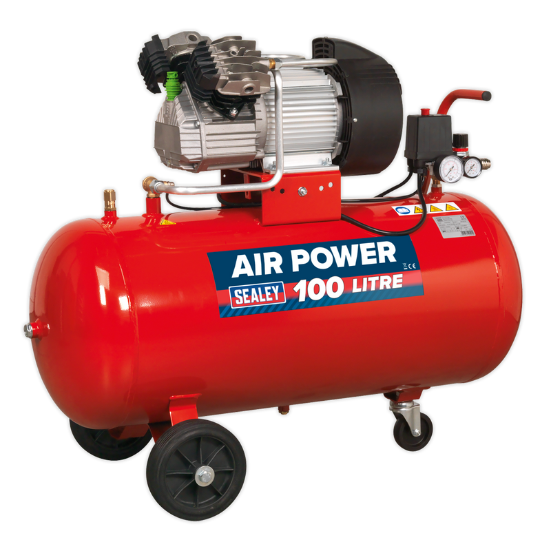 Sealey SAC10030 100L V-Twin Direct Drive Air Compressor 3hp