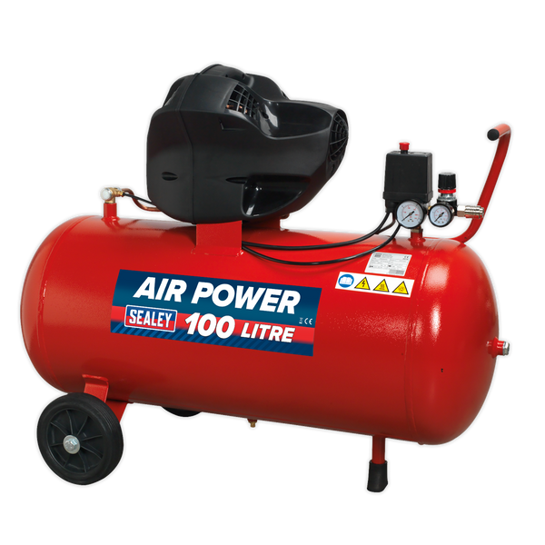 Sealey SAC10030F 100L Oil Free V-Twin Direct Drive Air Compressor 3hp