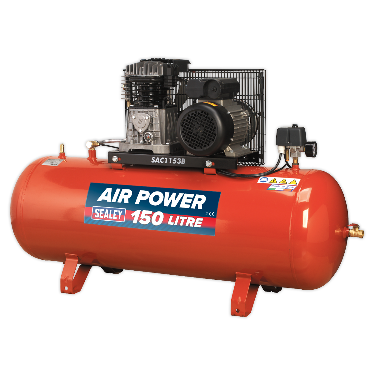 Sealey SAC1153B 150L Belt Drive Air Compressor 3hp with Cast Cylinders