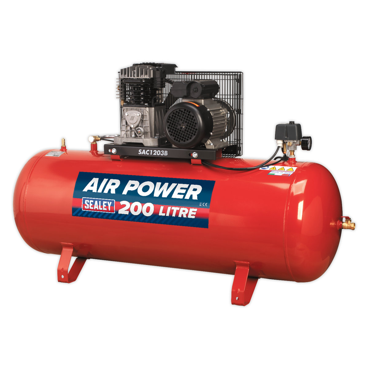 Sealey SAC1203B 200L Belt Drive Air Compressor 3hp with Cast Cylinders