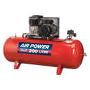 Sealey SAC1203B 200L Belt Drive Air Compressor 3hp with Cast Cylinders