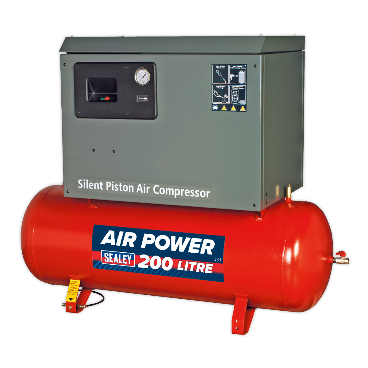 Sealey SAC2203BLN 200L Belt Drive Air Compressor 3hp with Cast Cylinders Low Noise