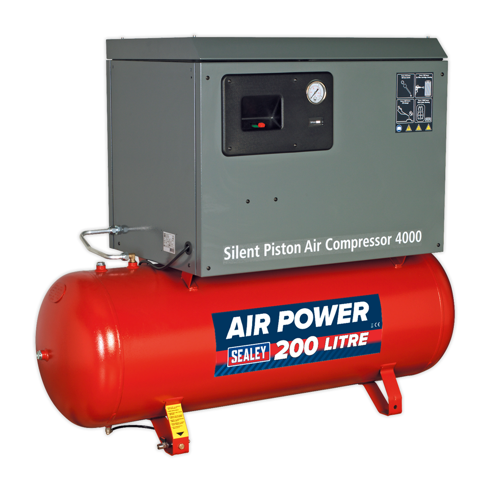 Sealey SAC2203BLN 200L Belt Drive Air Compressor 3hp with Cast Cylinders Low Noise