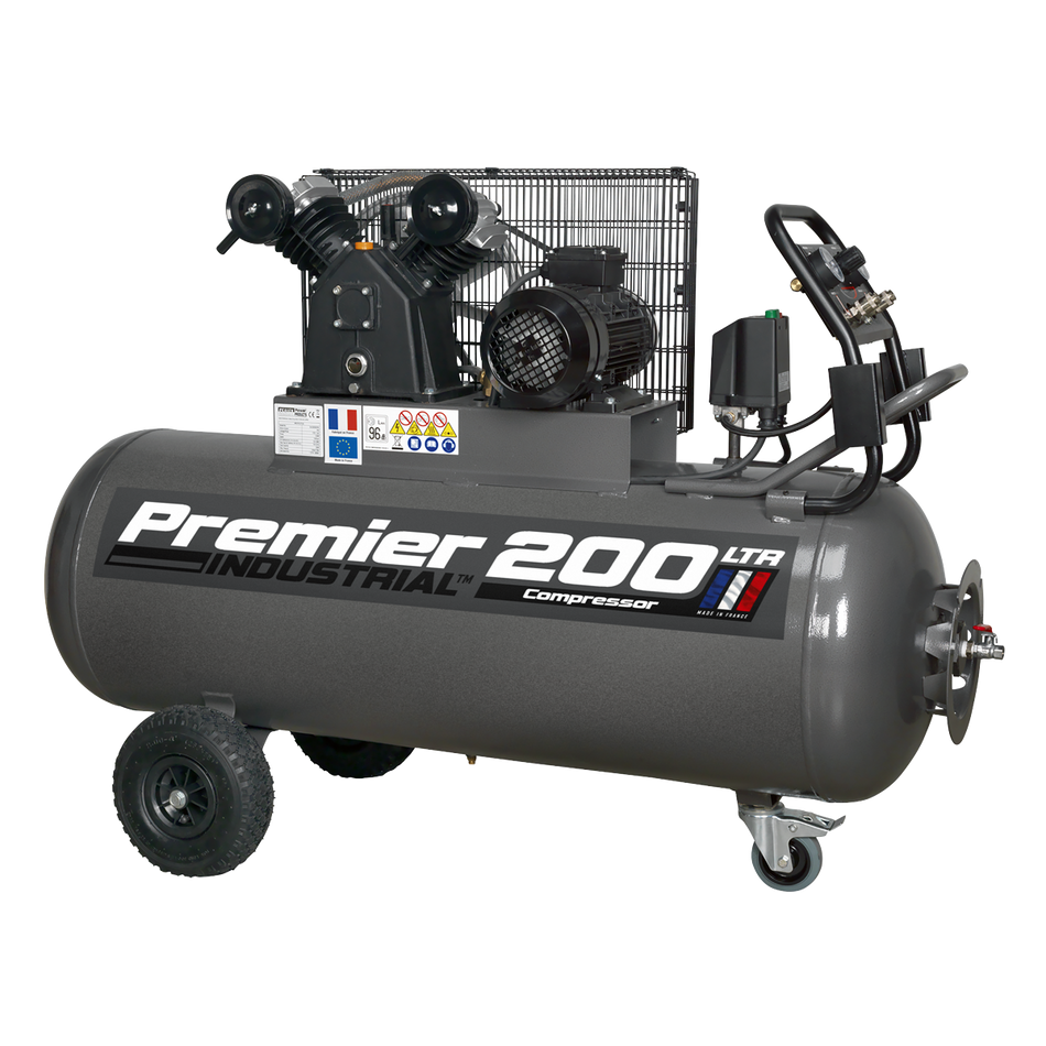Sealey SAC3203B3PH 200L Belt Drive Air Compressor 3hp with Front Control Panel 415V 3ph