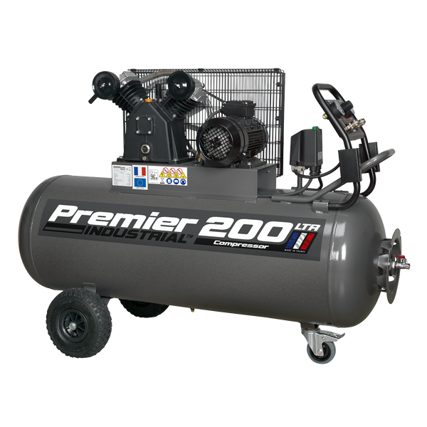 Sealey SAC3203B3PH 200L Belt Drive Air Compressor 3hp with Front Control Panel 415V 3ph