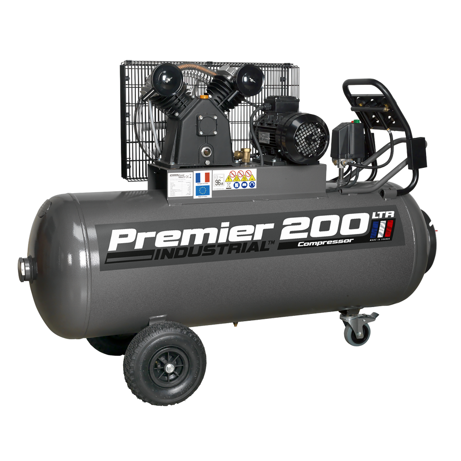 Sealey SAC3203B3PH 200L Belt Drive Air Compressor 3hp with Front Control Panel 415V 3ph