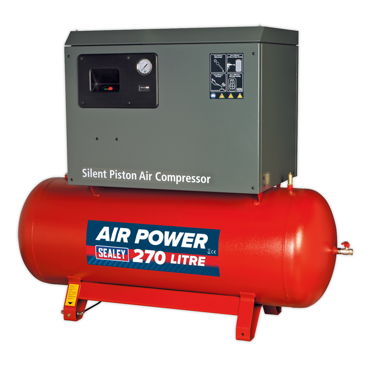 Sealey SAC42755BLN 270L Belt Drive Air Compressor 5.5hp 3ph 2-Stage with Cast Cylinders Low Noise