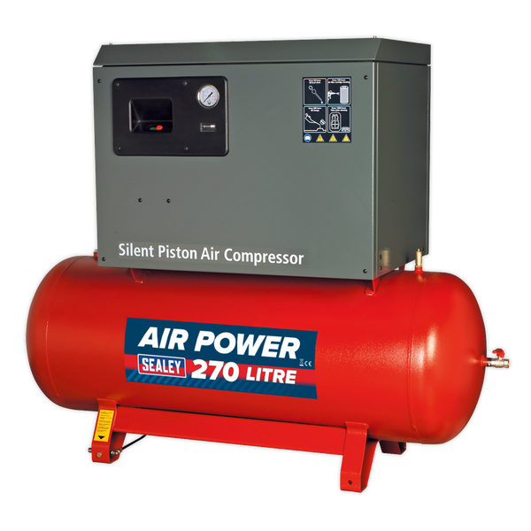 Sealey SAC42755BLN 270L Belt Drive Air Compressor 5.5hp 3ph 2-Stage with Cast Cylinders Low Noise