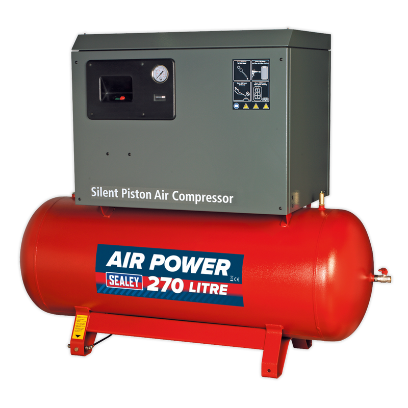 Sealey SAC42755BLN 270L Belt Drive Air Compressor 5.5hp 3ph 2-Stage with Cast Cylinders Low Noise