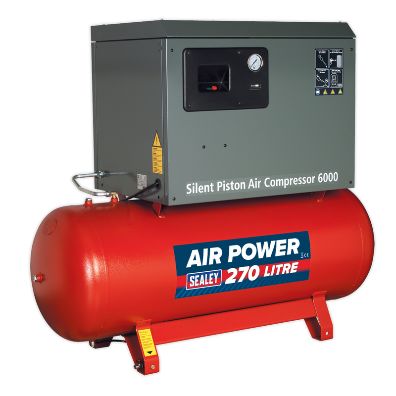 Sealey SAC42755BLN 270L Belt Drive Air Compressor 5.5hp 3ph 2-Stage with Cast Cylinders Low Noise