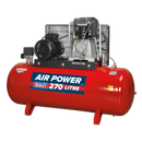 Sealey SAC52775B 270L Belt Drive Air Compressor 7.5hp 3ph 2-Stage with Cast Cylinders