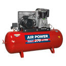 Sealey SAC52775B 270L Belt Drive Air Compressor 7.5hp 3ph 2-Stage with Cast Cylinders
