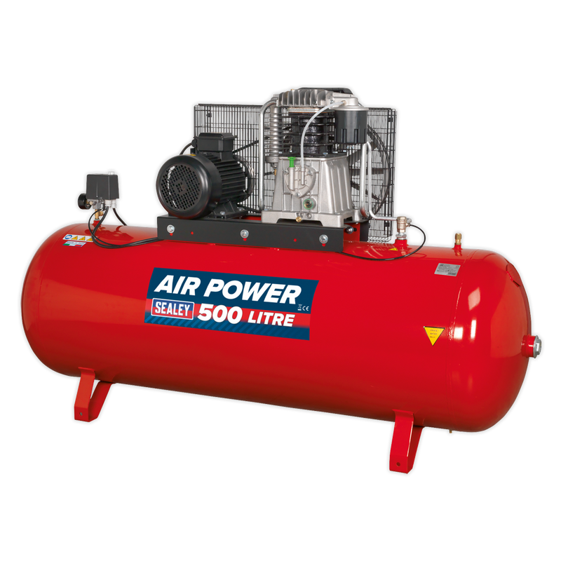 Sealey SAC55075B 500L Belt Drive Air Compressor 7.5hp 3ph 2-Stage with Cast Cylinders