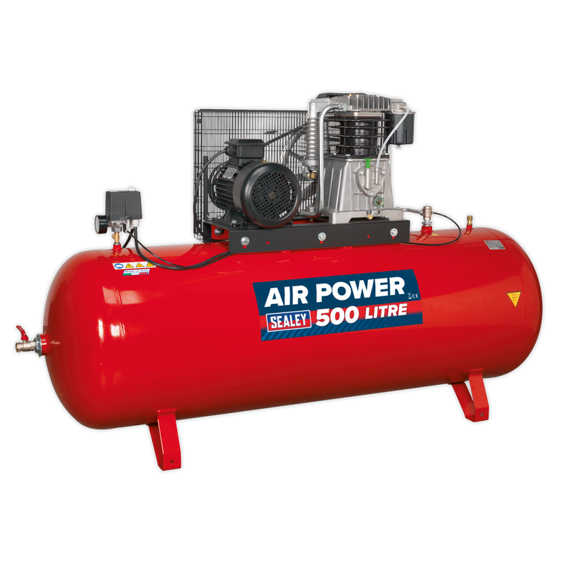 Sealey SAC55075B 500L Belt Drive Air Compressor 7.5hp 3ph 2-Stage with Cast Cylinders