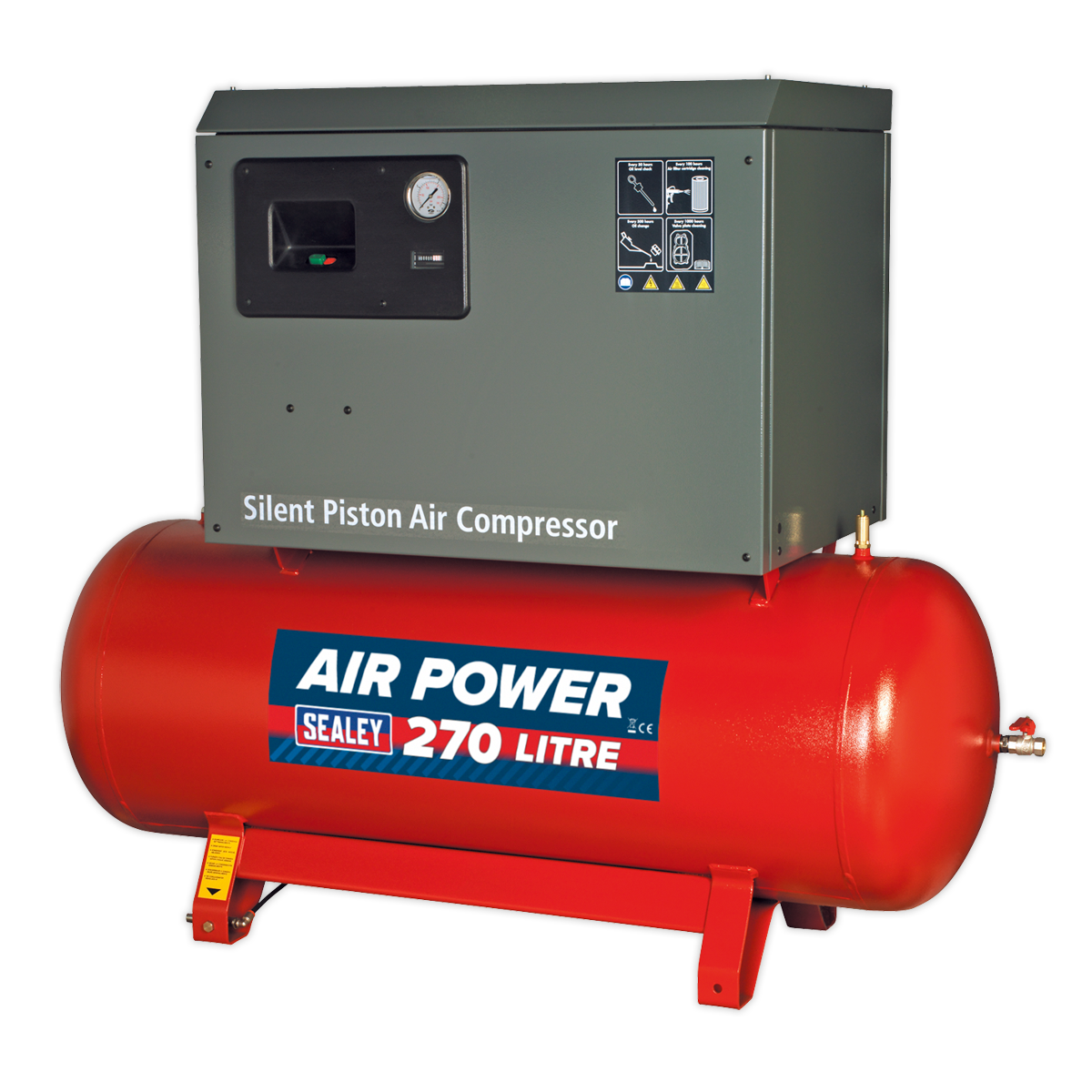 Sealey SAC72775BLN 270L Belt Drive Compressor 7.5hp 3ph 2-Stage with Cast Cylinders Low Noise