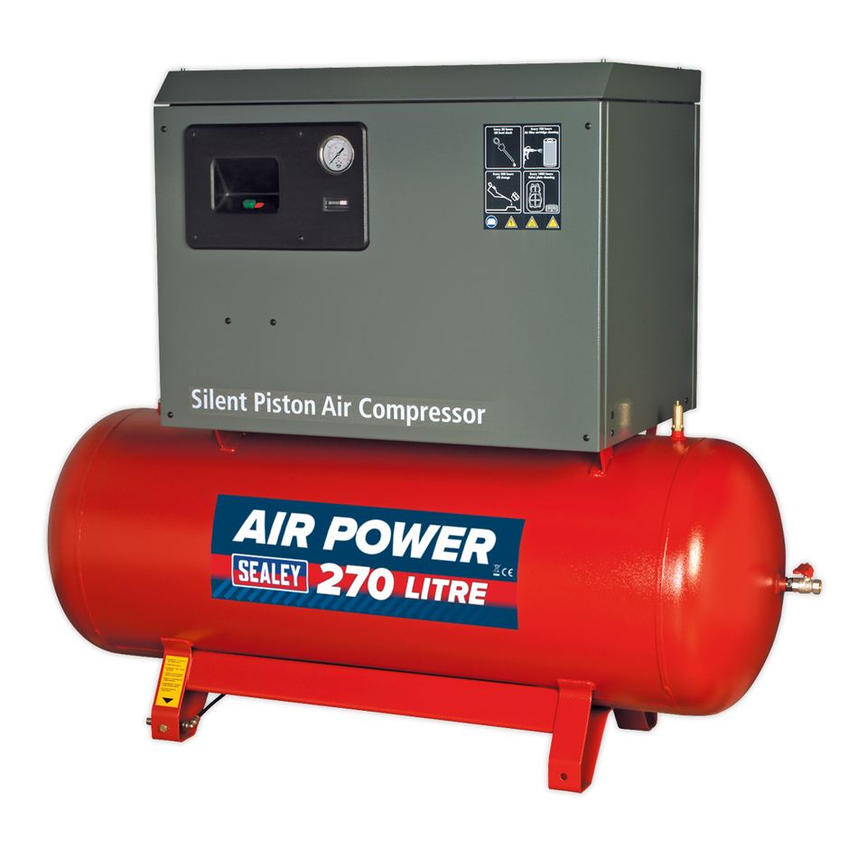 Sealey SAC72775BLN 270L Belt Drive Compressor 7.5hp 3ph 2-Stage with Cast Cylinders Low Noise
