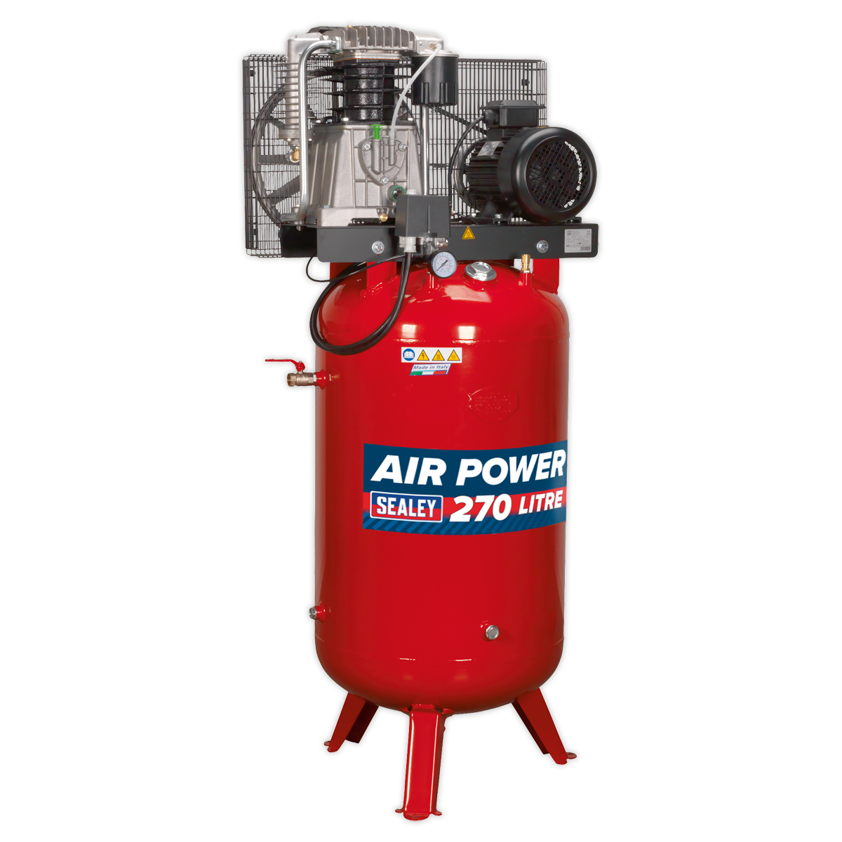 Sealey SACV52775B 270L Vertical Belt Drive Air Compressor 7.5hp 3ph 2-Stage with Cast Cylinders