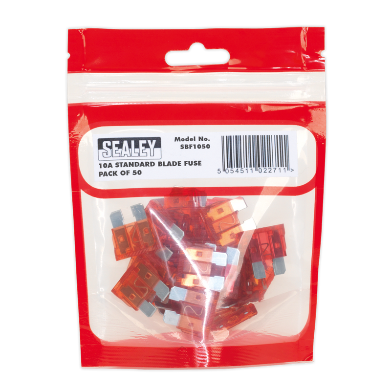 Sealey SBF1050 10A Automotive Standard Blade Fuse - Pack of 50