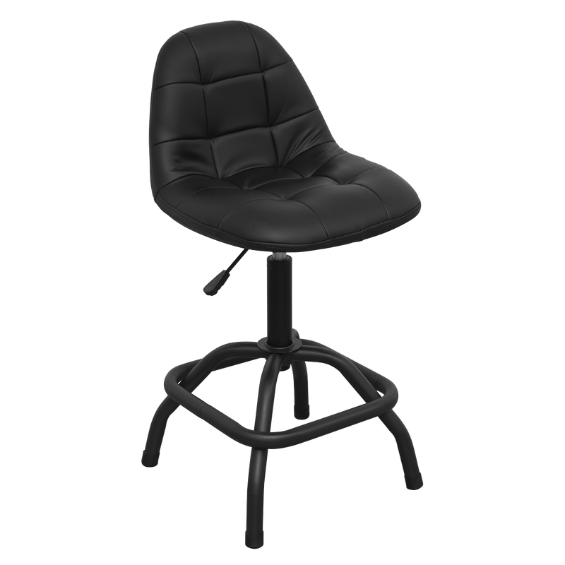Sealey SCR01B Pneumatic Workshop Stool with Adjustable Height Swivel Seat & Back Rest