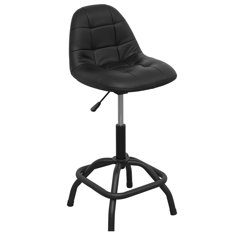 Sealey SCR01B Pneumatic Workshop Stool with Adjustable Height Swivel Seat & Back Rest