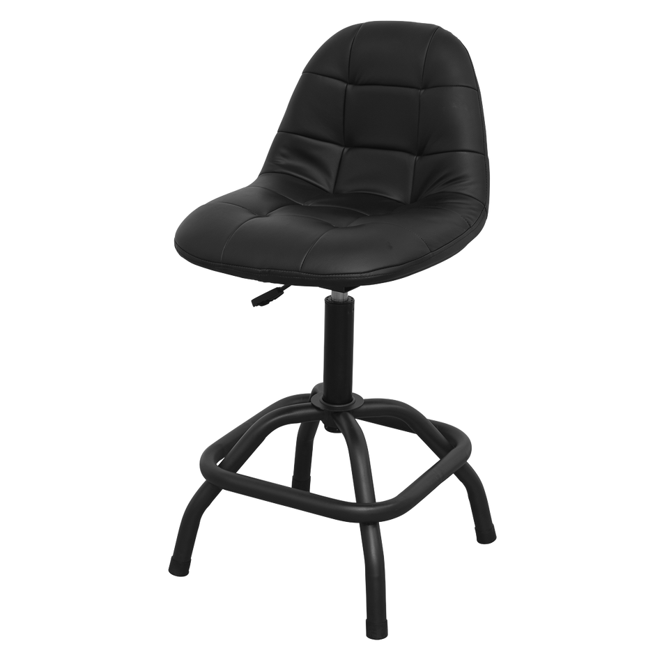 Sealey SCR01B Pneumatic Workshop Stool with Adjustable Height Swivel Seat & Back Rest