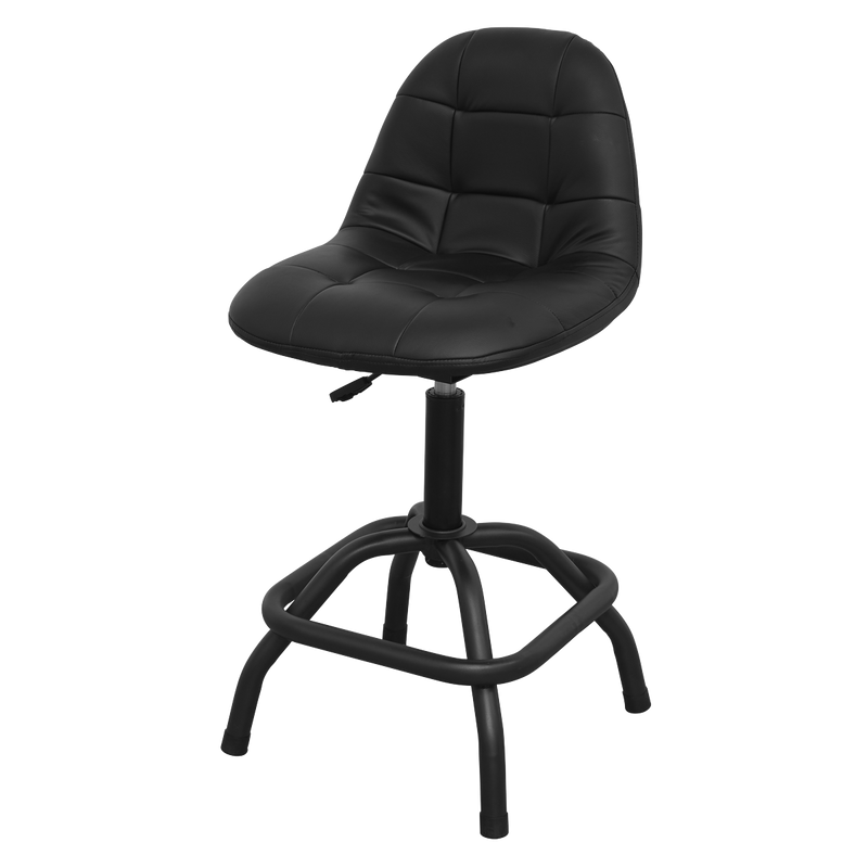 Sealey SCR01B Pneumatic Workshop Stool with Adjustable Height Swivel Seat & Back Rest