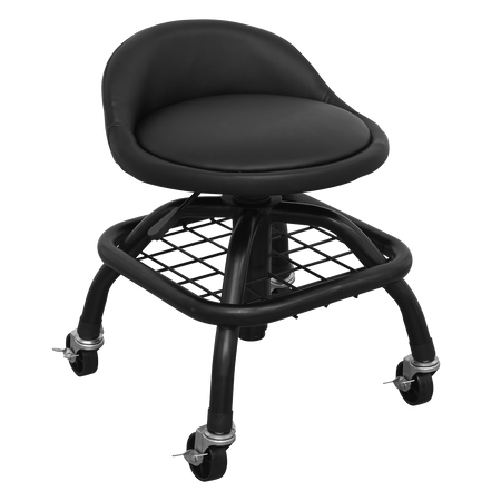 Sealey SCR02B Pneumatic Creeper Stool with Adjustable Height Swivel Seat & Back Rest