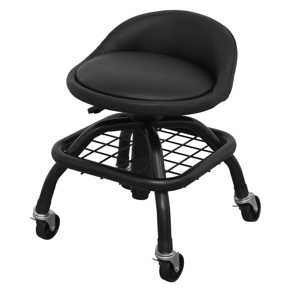 Sealey SCR02B Pneumatic Creeper Stool with Adjustable Height Swivel Seat & Back Rest