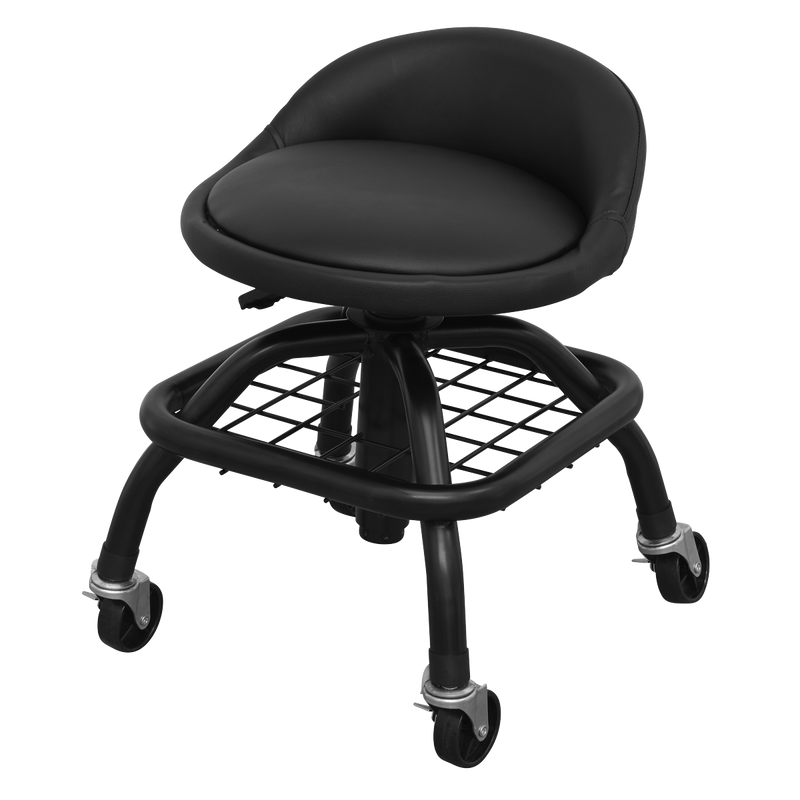 Sealey SCR02B Pneumatic Creeper Stool with Adjustable Height Swivel Seat & Back Rest