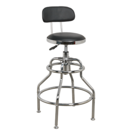 Sealey SCR14 Pneumatic Workshop Stool with Adjustable Height Swivel Seat & Back Rest