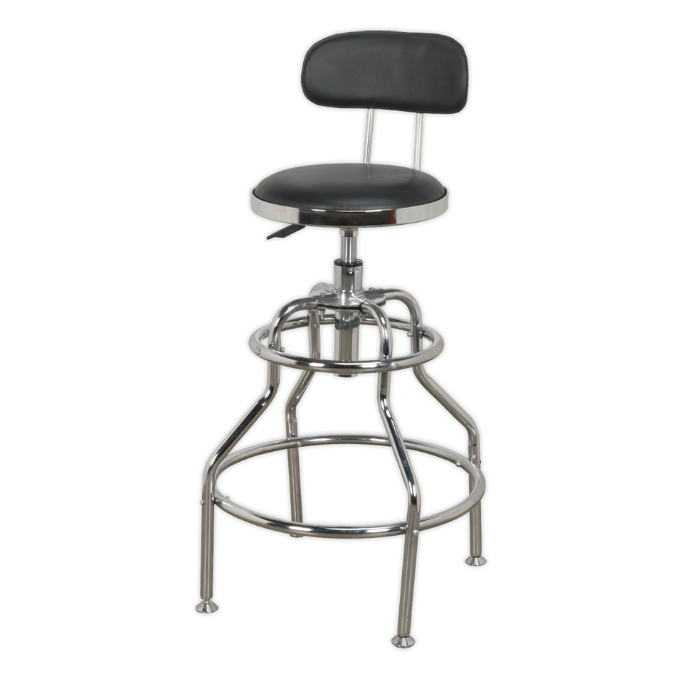Sealey SCR14 Pneumatic Workshop Stool with Adjustable Height Swivel Seat & Back Rest