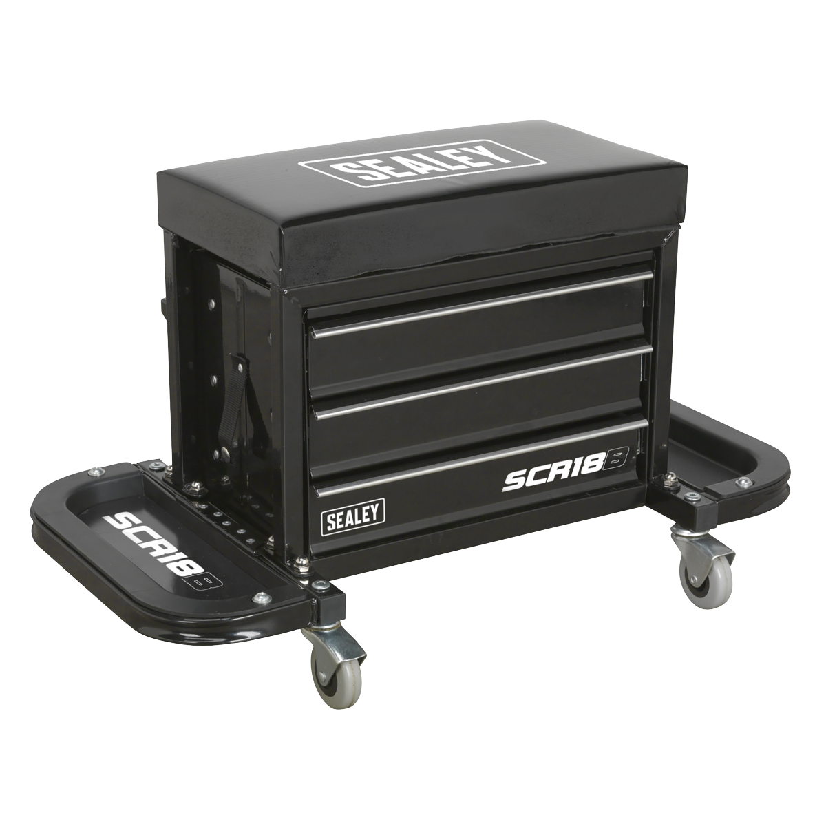 Sealey SCR18B Mechanic's Utility Seat & Toolbox - Black