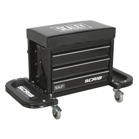 Sealey SCR18B Mechanic's Utility Seat & Toolbox - Black