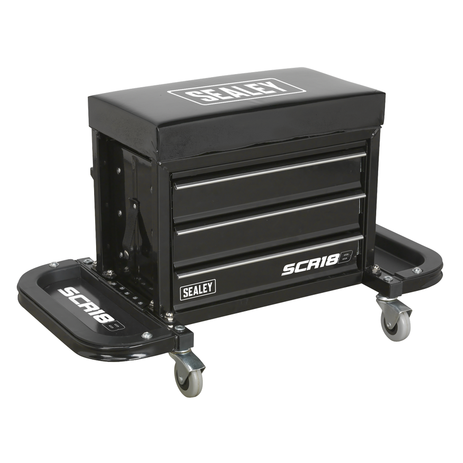 Sealey SCR18B Mechanic's Utility Seat & Toolbox - Black