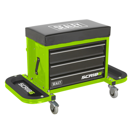 Sealey SCR18G Mechanic's Utility Seat & Toolbox - Hi-Vis Green
