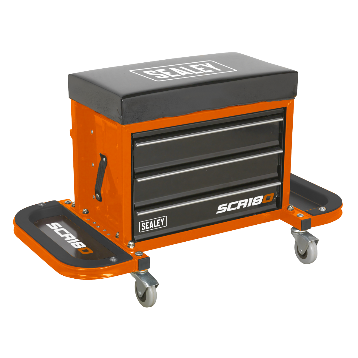 Sealey SCR18O Mechanic's Utility Seat & Toolbox - Orange