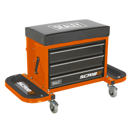 Sealey SCR18O Mechanic's Utility Seat & Toolbox - Orange