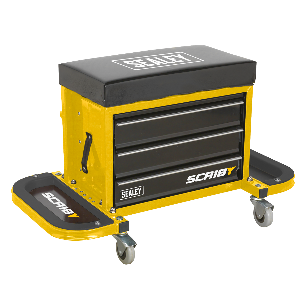 Sealey SCR18Y Mechanic's Utility Seat & Toolbox - Yellow