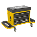 Sealey SCR18Y Mechanic's Utility Seat & Toolbox - Yellow