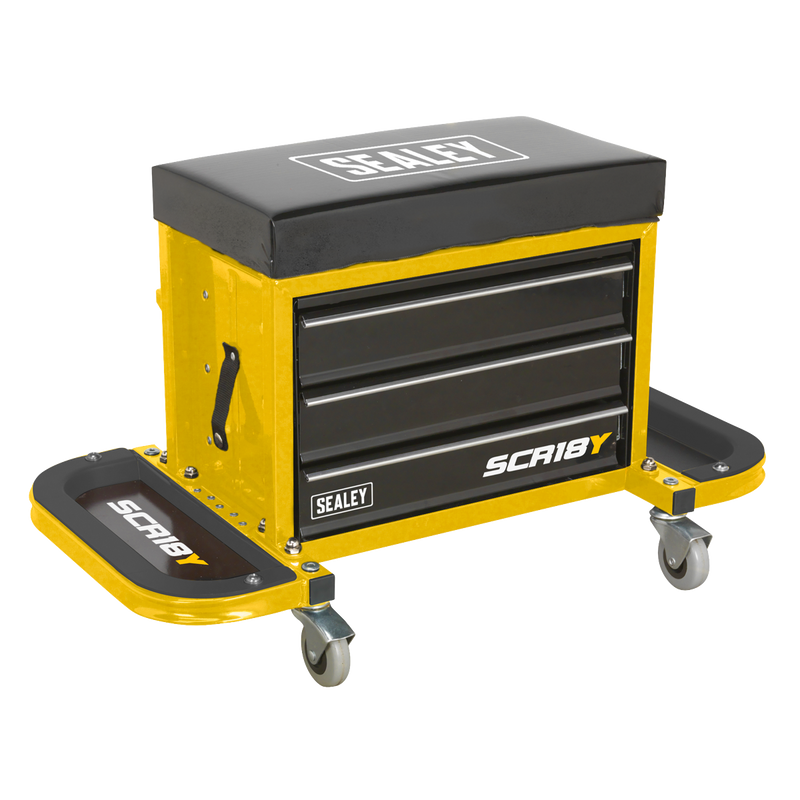 Sealey SCR18Y Mechanic's Utility Seat & Toolbox - Yellow