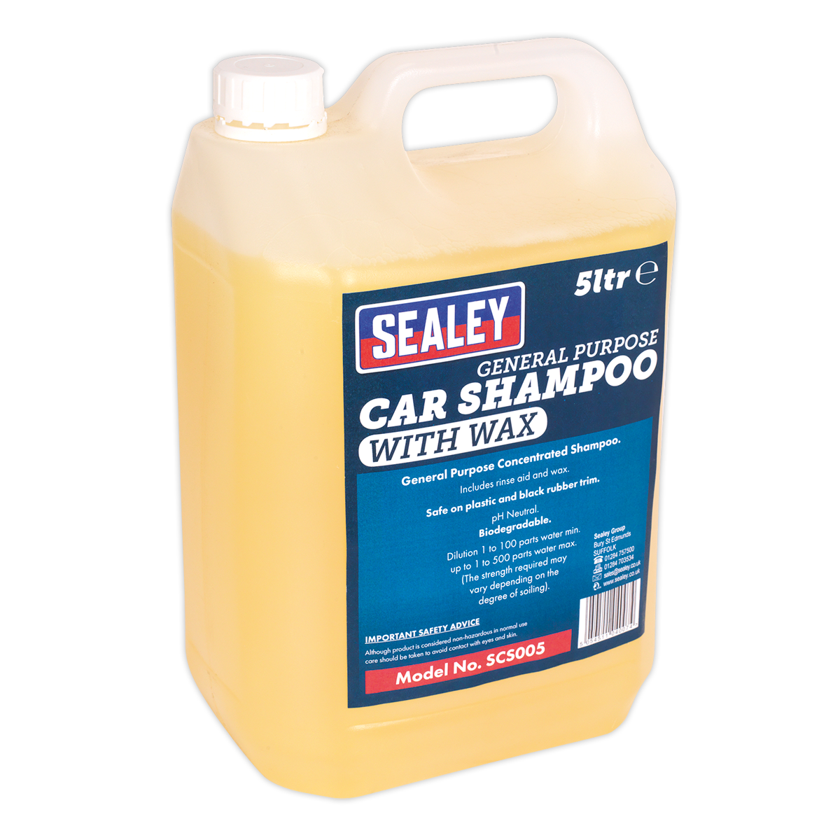 Sealey SCS005 5L Car Shampoo with Wax