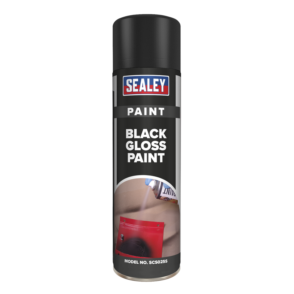 Sealey SCS025 500ml Black Gloss Paint - Pack of 6