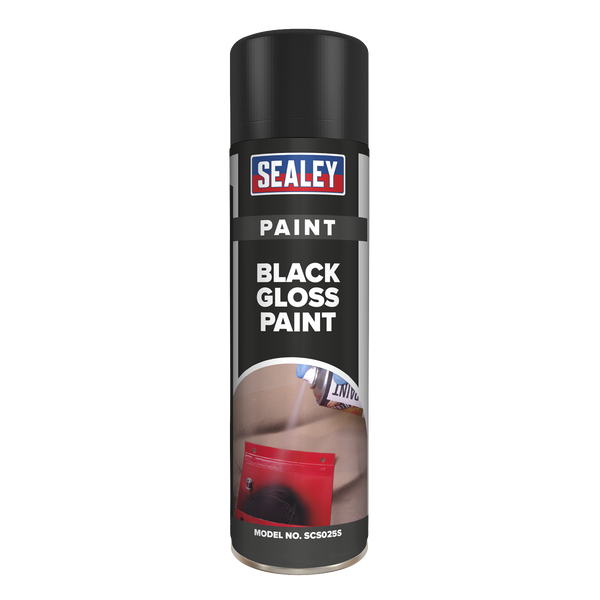 Sealey SCS025 500ml Black Gloss Paint - Pack of 6