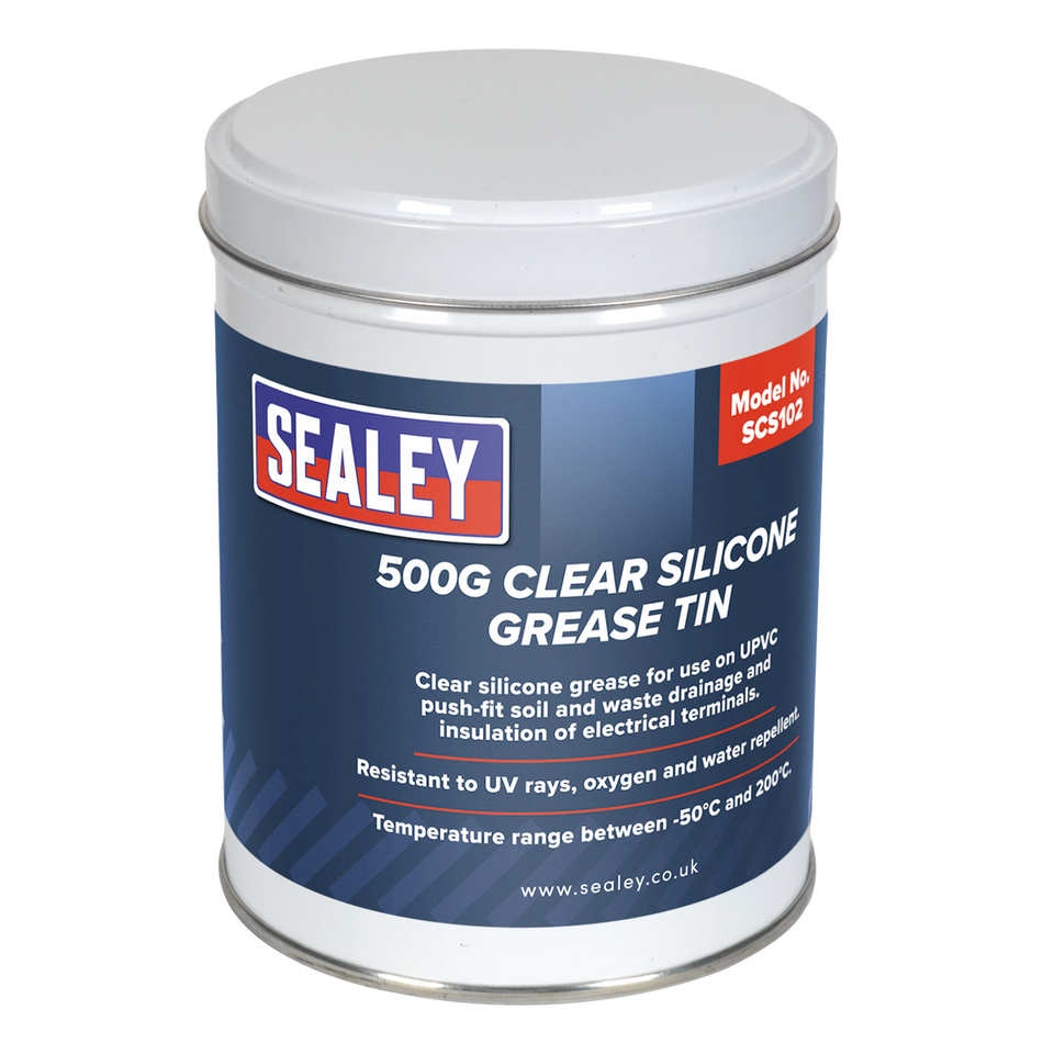 Sealey SCS102 500g Clear Silicone Grease Tin
