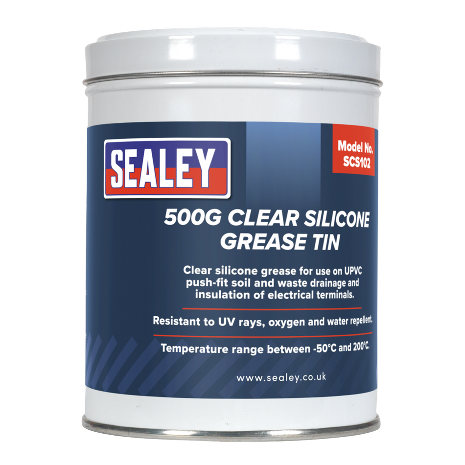 Sealey SCS102 500g Clear Silicone Grease Tin