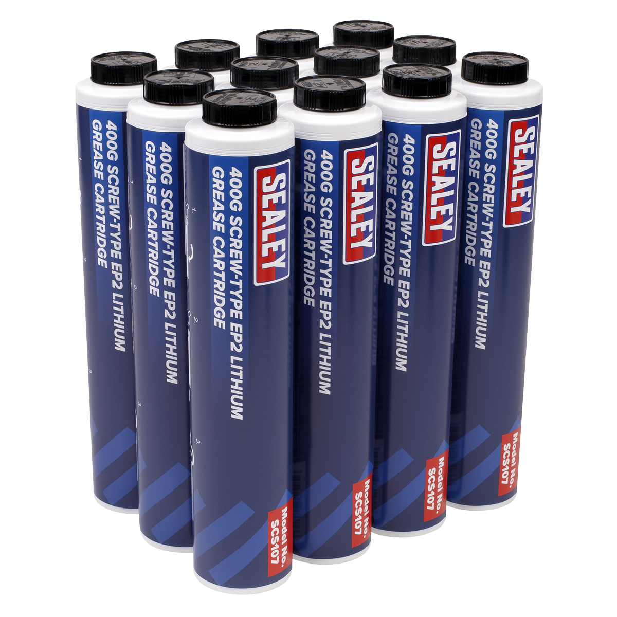 Sealey SCS108 400g Screw-Type EP2 Lithium Grease Cartridge - Pack of 12